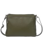 VERA PELLE torebka damska skórzana listonoszka z paskiem na ramię V535 oliwkowa