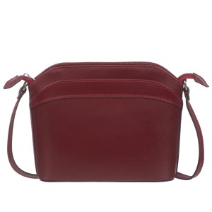 VERA PELLE torebka damska skórzana listonoszka z paskiem na ramię V575 bordowa