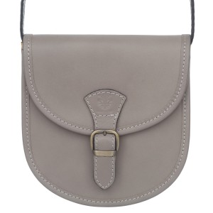 VERA PELLE torebka damska skórzana listonoszka z paskiem na ramię V607 ciepła szara