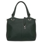 VERA PELLE torebka damska skórzana shopper z paskiem na ramię V658 ciemna zielona