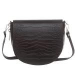 VERA PELLE torebka damska skórzana listonoszka kroko z paskiem na ramię V448 ciemna brązowa