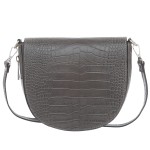 VERA PELLE torebka damska skórzana listonoszka kroko z paskiem na ramię V448 ciemna szara