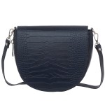 VERA PELLE torebka damska skórzana listonoszka kroko z paskiem na ramię V448 granatowa