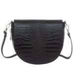 VERA PELLE torebka damska skórzana listonoszka kroko z paskiem na ramię V448 czarna