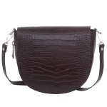 VERA PELLE torebka damska skórzana listonoszka kroko z paskiem na ramię V448 ciemna bordowa