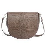 VERA PELLE torebka damska skórzana listonoszka kroko z paskiem na ramię V448 taupe