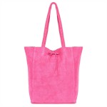 VERA PELLE torebka damska zamszowa shopper z rzemykami na ramię V462 fuksja