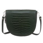 VERA PELLE torebka damska skórzana listonoszka kroko z paskiem na ramię V448 ciemna zielona
