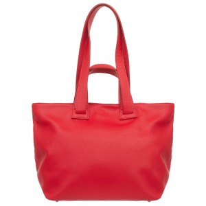 VERA PELLE torebka damska skórzana shopper z długimi rączkami na ramię V529 czerwona