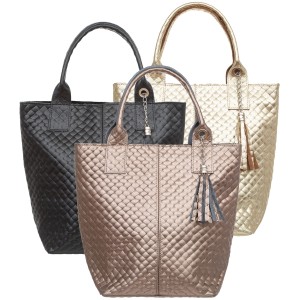 VERA PELLE torebka damska skórzana shopper pikowana z długimi rączkami i saszetką V659 kolory