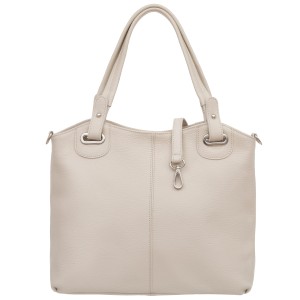 VERA PELLE torebka damska skórzana shopper z paskiem na ramię V658 kremowa