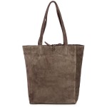 VERA PELLE torebka damska zamszowa shopper z rzemykami na ramię V462 taupe