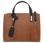 VERA PELLE torebka damska skórzana klasyczna kroko z paskiem na ramię V560 camel