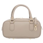 VERA PELLE torebka damska skórzana kuferek z paskiem na ramię V669 jasna beżowa