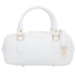 VERA PELLE torebka damska skórzana kuferek z paskiem na ramię V669 biała