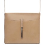 VERA PELLE torebka damska skórzana listonoszka z paskiem na ramię V159 ciemna beżowa