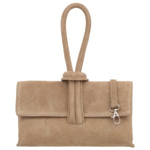 VERA PELLE torebka damska zamszowa listonoszka z paskiem na ramię V678 beżowa