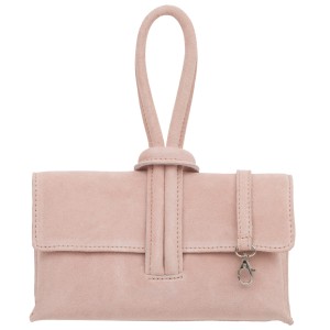VERA PELLE torebka damska zamszowa listonoszka z paskiem na ramię V678 jasna różowa