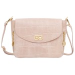 VERA PELLE torebka damska skórzana listonoszka kroko z paskiem V532 jasna różowa