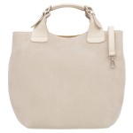 VERA PELLE torebka damska zamszowa shopper duża z paskiem na ramię V680 kremowa
