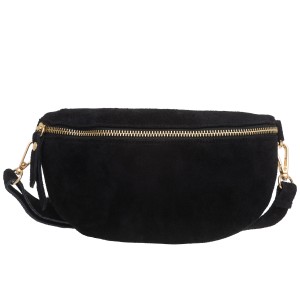 VERA PELLE nerka zamszowa saszetka biodrówka V681 czarna