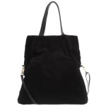 VERA PELLE torebka damska zamszowa shopper z paskiem na ramię V676 czarna