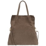 VERA PELLE torebka damska zamszowa shopper z paskiem na ramię V676 taupe