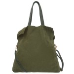 VERA PELLE torebka damska zamszowa shopper z paskiem na ramię V676 oliwkowa