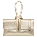 VERA PELLE torebka damska skórzana listonoszka z paskiem na ramię V682 złota