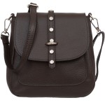 VERA PELLE torebka damska skórzana listonoszka z klapą i paskiem na ramię V645 ciemna brązowa