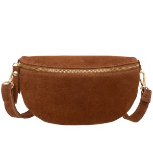 VERA PELLE nerka zamszowa saszetka biodrówka V681 brązowa