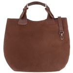 VERA PELLE torebka damska zamszowa shopper duża z paskiem na ramię V680 brązowa