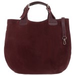 VERA PELLE torebka damska zamszowa shopper duża z paskiem na ramię V680 ciemna bordowa