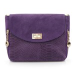 VERA PELLE torebka damska zamszowa listonoszka z paskiem na ramię V290 c.fioletowa