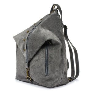 VERA PELLE plecak damski zamszowy elegancki z ćwiekami V409 ciemny szary