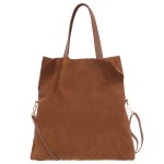 VERA PELLE torebka damska zamszowa shopper z paskiem na ramię V676 brązowa