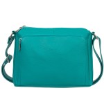 VERA PELLE torebka damska skórzana listonoszka z paskiem na ramię V535 turkusowa