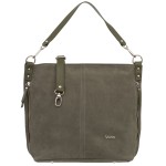 VEZZE torebka damska zamszowa worek z paskiem na ramię V551 oliwkowa