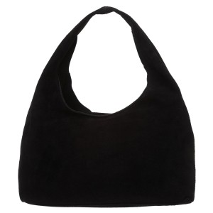 VERA PELLE torebka damska zamszowa worek na ramię V715 czarna