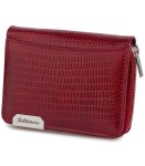 BELTIMORE portfel damski skórzany mały lakierowany kroko z suwakiem P255 czerwony