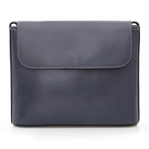 VERA PELLE torebka damska skórzana listonoszka z paskiem na ramię V030 ciemna szara