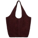 VERA PELLE torebka damska zamszowa shopper worek na ramię z saszetką na suwak V720 ciemna bordowa