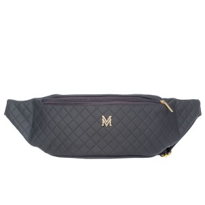 VERMARI nerka eko skórzana saszetka biodrówka pikowana N153 ciemna szara