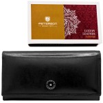 PETERSON portfel damski skórzany duży matowy elegancki z suwakiem P256 czarny