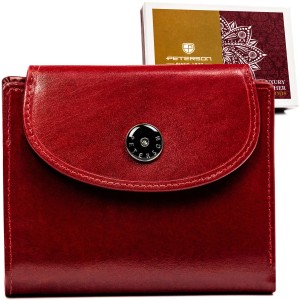 PETERSON portfel damski skórzany średni elegancki P263 czerwony