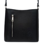 VERA PELLE torebka damska skórzana listonoszka z paskiem na ramię V723 czarna