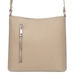 VERA PELLE torebka damska skórzana listonoszka z paskiem na ramię V723 beżowa