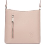 VERA PELLE torebka damska skórzana listonoszka z paskiem na ramię V723 jasna różowa