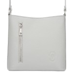 VERA PELLE torebka damska skórzana listonoszka z paskiem na ramię V723 jasna szara