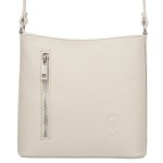 VERA PELLE torebka damska skórzana listonoszka z paskiem na ramię V723 kremowa